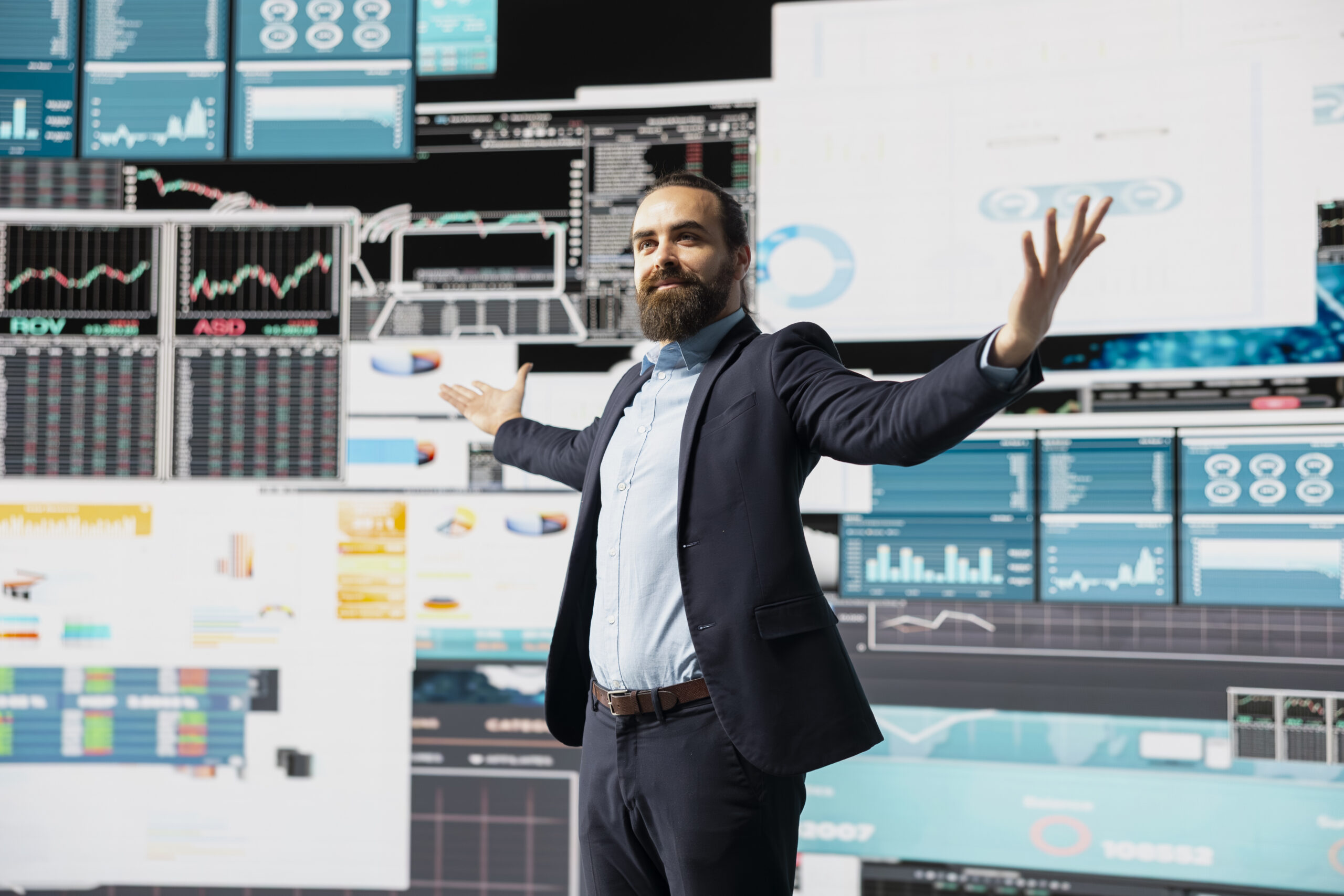 confident powerful administrator feeling proud of his career success